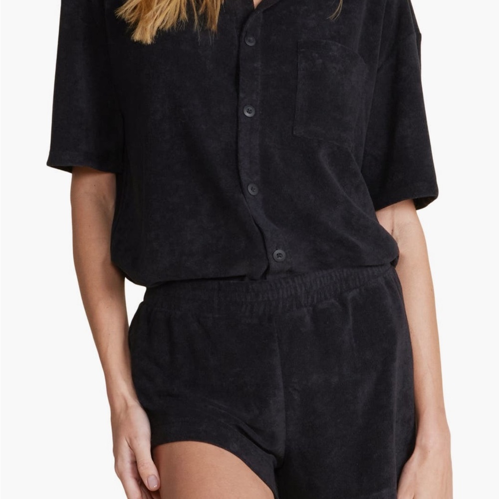 Barefoot Dreams Cozy Terry Sleeve Button-Up Shirt